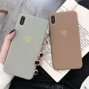 NEW iPhone 13/12/11/Pro/Max/XR Gold Heart Logo case